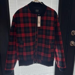 Markus Lupfer Red and Black Checkered Jacket NWT Large
